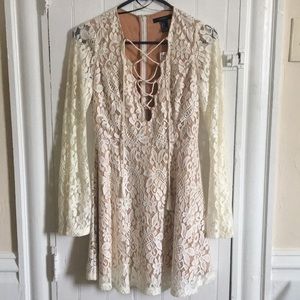 Cream Lace Dress - bachelorette, bride